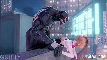 Cartoon Pornô 3D - Venom Fode Spider-Girl na Buceta até Gozar Dentro