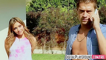 Mia Malkova vê limpador de piscina gato e se aproxima pra mamar o pau