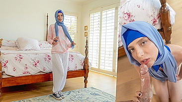 Sem porno na vida da mãe, marido vai pra enteada árabe de hijab