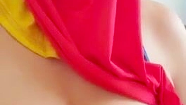 Árabe de hijab e tetas enormes em POV insano caseiro