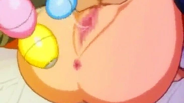 Adolescente Cartoon em Bondage Amordaçada Chupando em Foda a Três