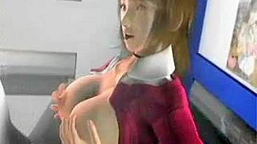 Gatinha Anime Leva Dupla Penetração de Dildo e Boquete