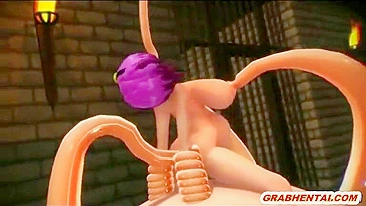 Gatinha em Bondage 3D Animado Arrombada em Todos os Buracos
