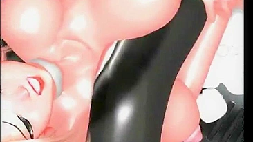 Shemale de Peitos Enormes Fode Garota em Pornô 3D - Anime, Toon