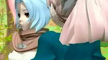 Foda com Strapon, Peitões e Gozada Squirting em Hentai 3D