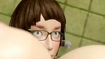 Peitos Pulando em Foda Bruta no Banheiro - Pornô 3D