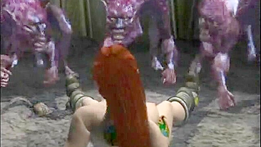 Gangbang 3D Anime com Monstros ao Ar Livre