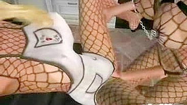 Travesti Hentai 3D de Peitões Tem Buceta Fodida na Cozinha