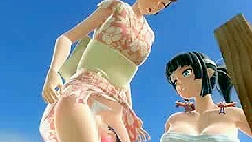 Travesti Japonesa Ganha Punheta e Gozada em Hentai 3D Anime