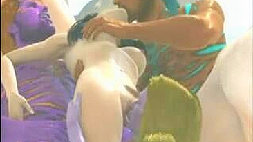 Trio com Pau Preto Chupando Hentai