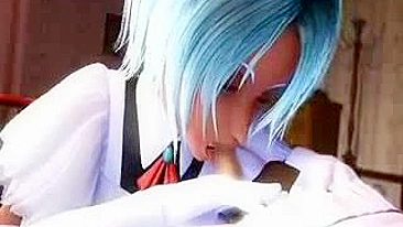 Loira Travesti Ganha Boquete em Hentai Animado