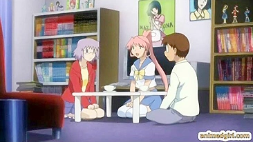 Lésbicas Anime se Lambendo e Chupando em Aventura Hentai