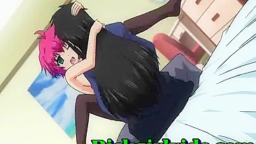 Travesti de Uniforme se Masturba e Fode em Hentai Anime, Pornô Toon