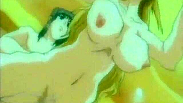 Anime peituda levando pica por trás na posição missionário