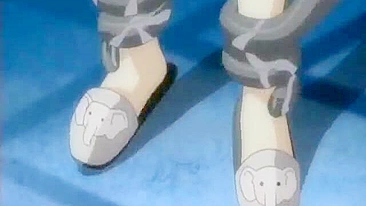 Anime peituda levando pica por trás na posição missionário