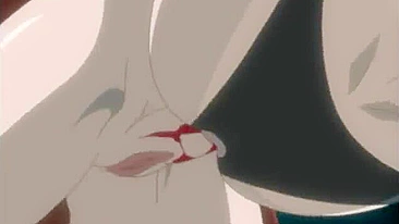 Hentai Engasgando e Enfiando Vibrador na Buceta Molhada