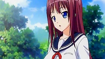 Colegial anime é apertada e fodida na floresta com tetas grandes e buceta molhada