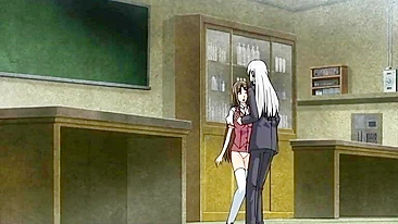 Colegial japonesa de anime com peitões e buceta molhada sendo dedada