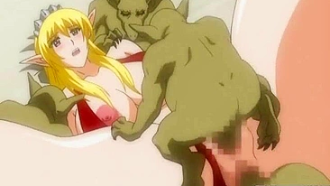 Elfa Hentai de Peitões em Gangbang com Monstros Anime