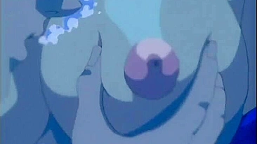 Foda hentai de maiô molhado com tetonas, gozada na boca