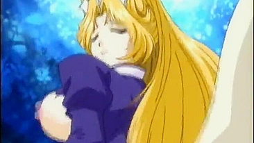 Hentai Elfa Acorrentada de Peitos Grandes em Gangbang com Bandidos