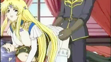Princesa Anime em Suruba Anal com Dois
