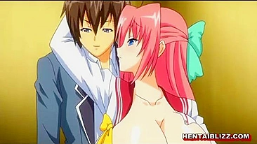 Colegial Safada de Hentai Leva Peitões pro Banheiro pra Meter na Buceta Molhada