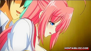 Colegial Safada de Hentai Leva Peitões pro Banheiro pra Meter na Buceta Molhada