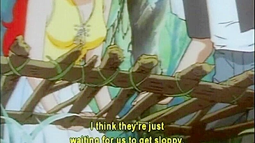 Loira Hentai em Gangbang Selvagem na Caverna, Estilo Anime