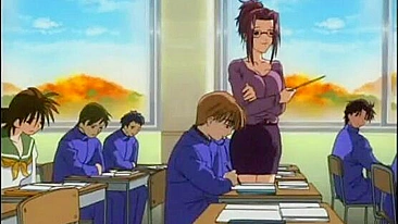 Colegial Hentai Punhetando e Chupando Pau Duro
