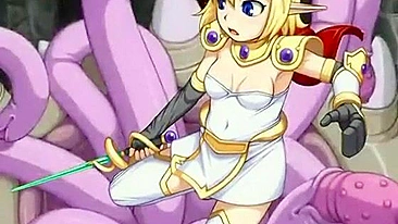 Princesa Elfa Levando Surra de Tentáculos em Hentai Fofo