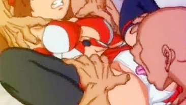 Bondage de Bandido e Amordaçamento em Gangbang Hentai