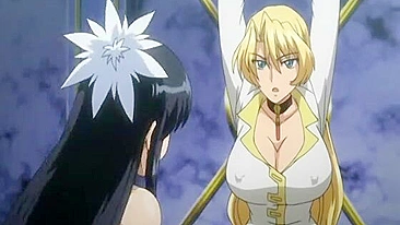 Acorrentada em Ménage Hentai com Peitos Gigantes Apertados