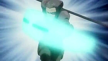 Acorrentada em Ménage Hentai com Peitos Gigantes Apertados