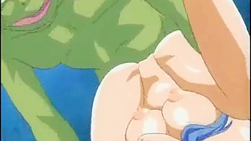 Vídeo Hentai - Peituda Amarrada Tem Buceta Lambida e Fodida por Monstro Sapo