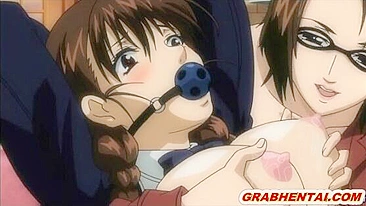 Hentai Acorrentada com Mordaça Tem Peitões Apertados e Espanhola, anime, acorrentada, hentai, mordaça, amarrada