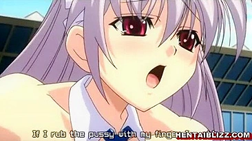 Hentai com Peituda se Dedando em Público e Gozando