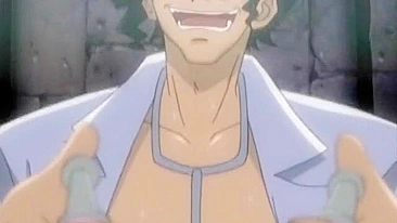 Travesti Hentai com Três Paus Ganhando Boquete Quente