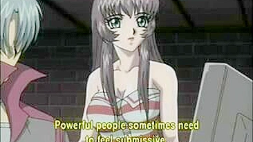 Escrava Hentai de Joelhos Lambendo Perna do Mestre Acorrentada