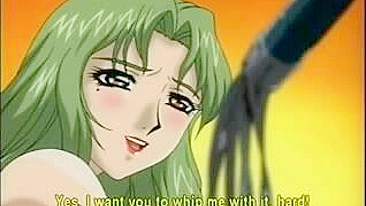 Escrava Hentai de Joelhos Lambendo Perna do Mestre Acorrentada