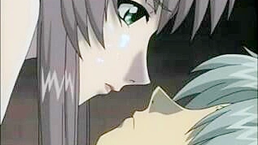 Escrava Hentai de Joelhos Lambendo Perna do Mestre Acorrentada