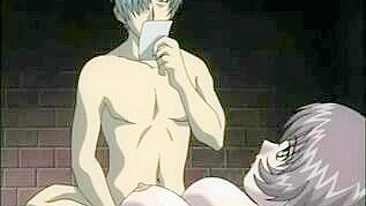 Escrava Hentai de Joelhos Lambendo Perna do Mestre Acorrentada