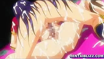 Trio Hentai com Foda e Porra aos Montes - Peitos Gigantes pra Caralho!