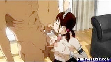 Empregada Hentai Gangbanged e Filmada em Cena Quente