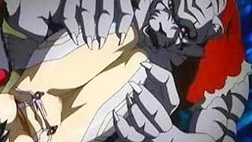 Monstro Lambendo Buceta de Hentai Peituda em Foda Selvagem