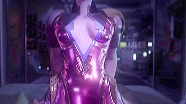 Widowmaker em POV cavalgando hentai com peitões roxos balançando na sua cara