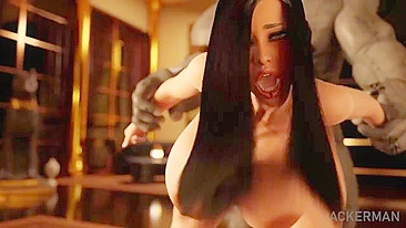 Hentai com rabão redondo vai engolir pau preto enorme até o talo