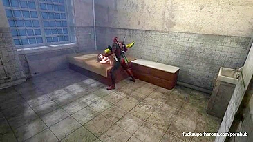 Sessão de foda Rogue e Deadpool com footjob e metidas fortes