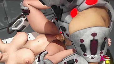 Cena sci-fi com gata peituda de buceta raspadinha e molhada pra meter