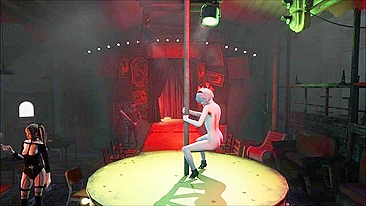 2B de Nier exibindo bundinha firme e ficando tesuda no pole dance